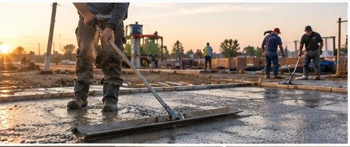 Illustration of a concrete pour and finished slab