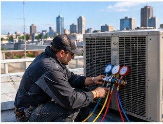 Illustration of an HVAC unit and airflow
