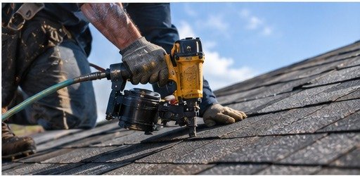Illustration of a roof with shingle detail